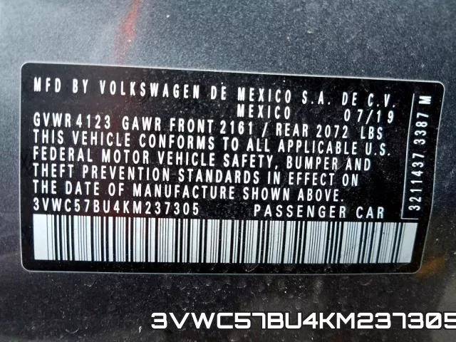 3VWC57BU4KM237305 фото 2