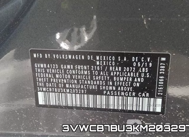 3VWCB7BU3KM203297 фото 10