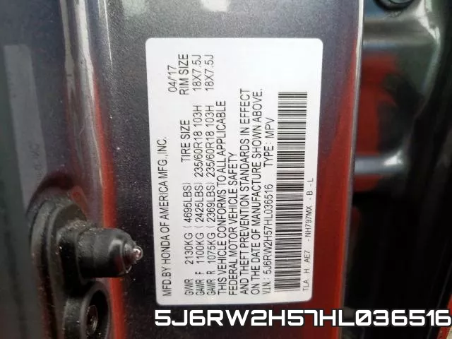 5J6RW2H57HL036516 фото 2