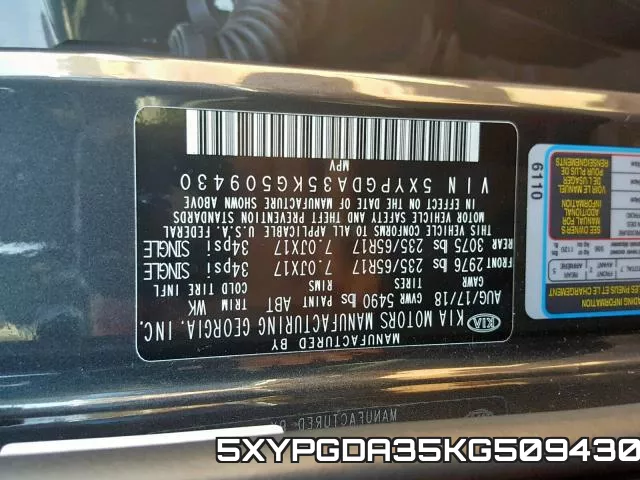 5XYPGDA35KG509430 фото 2