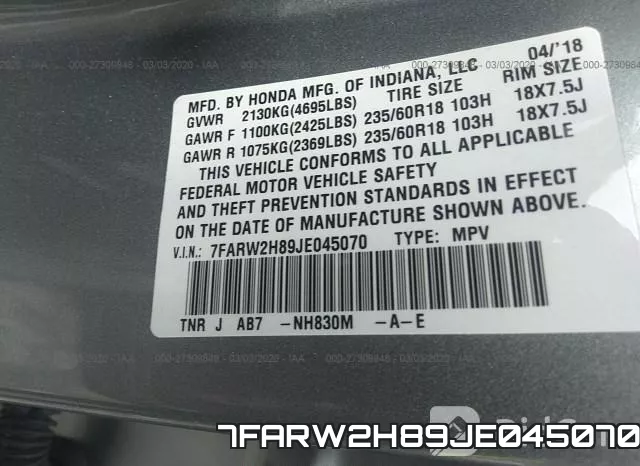 7FARW2H89JE045070 фото 10