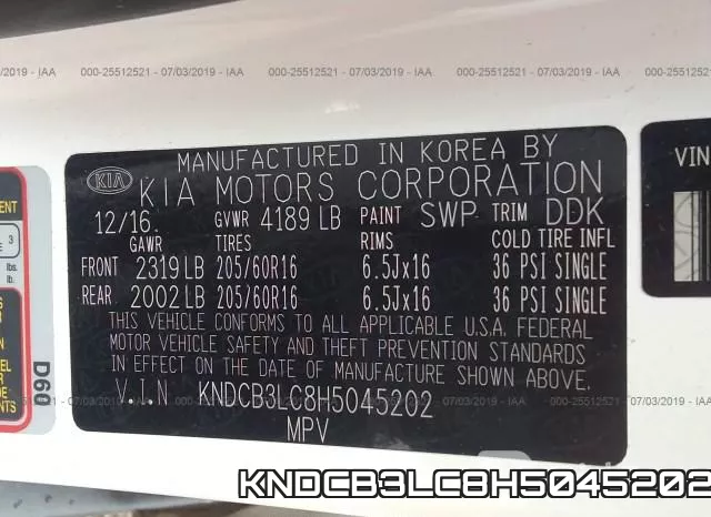 KNDCB3LC8H5045202 фото 10