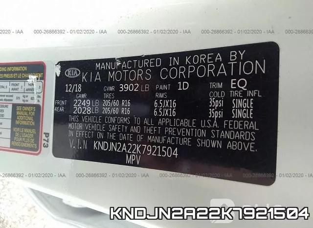 KNDJN2A22K7921504 фото 10