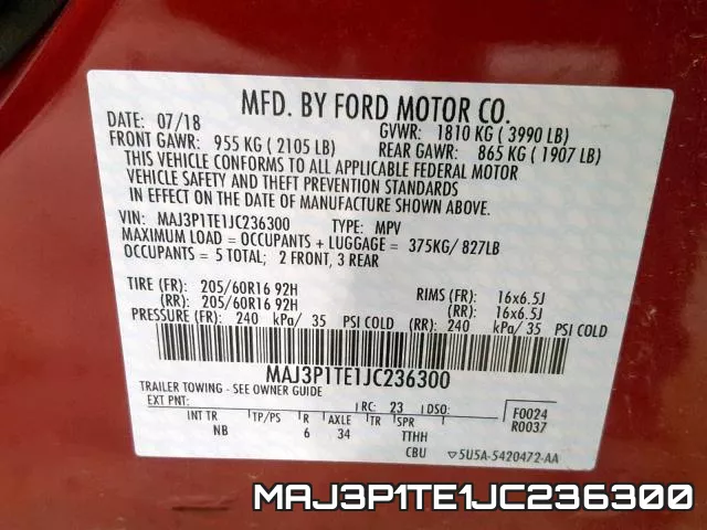 MAJ3P1TE1JC236300 фото 2