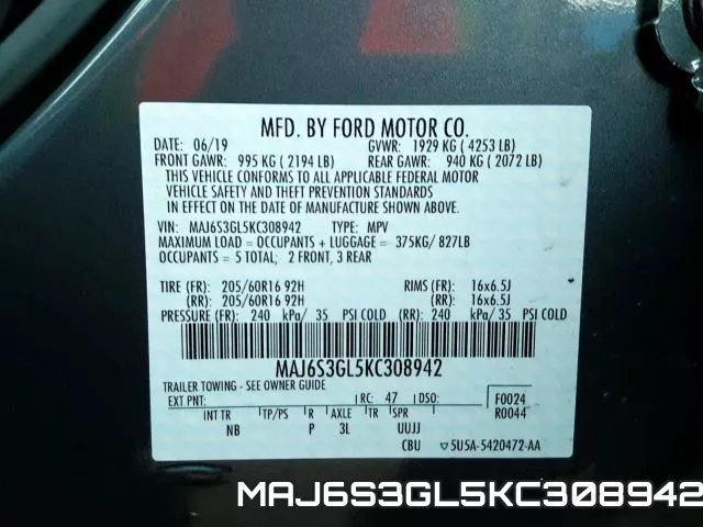 MAJ6S3GL5KC308942 фото 2