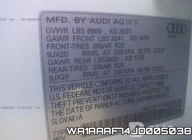 WA1AAAF74JD005038 фото 10