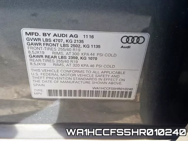 WA1HCCFS5HR010240 фото 2