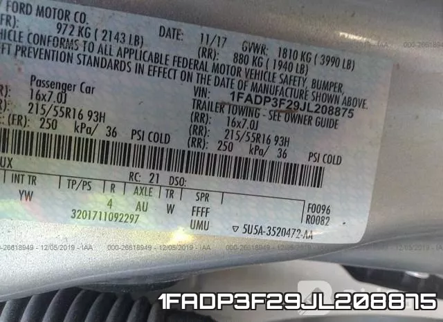1FADP3F29JL208875 фото 10