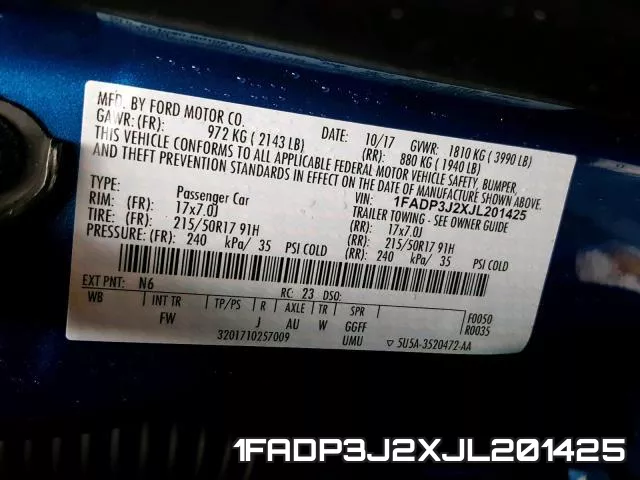 1FADP3J2XJL201425 фото 2