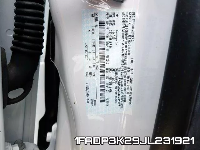 1FADP3K29JL231921 фото 2