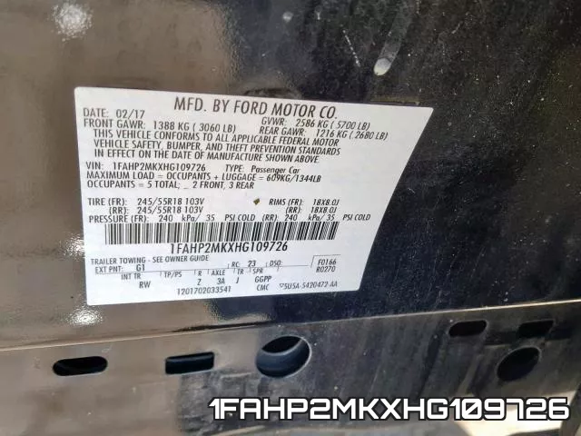 1FAHP2MKXHG109726 фото 2