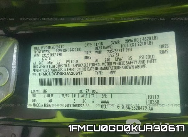 1FMCU0GD0KUA30617 фото 10