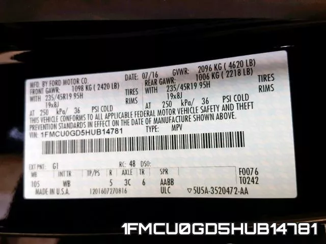 1FMCU0GD5HUB14781 фото 2