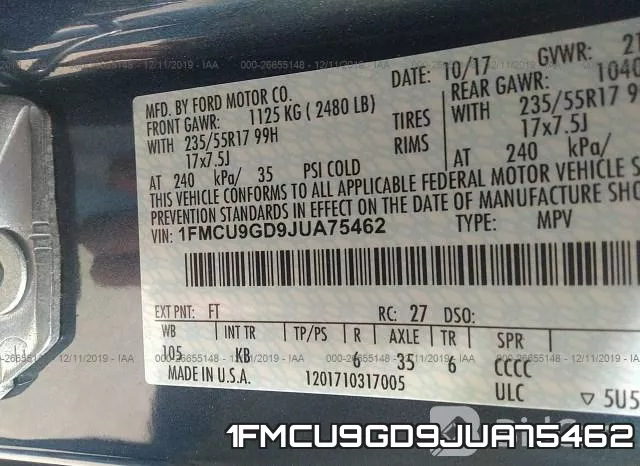 1FMCU9GD9JUA75462 фото 10