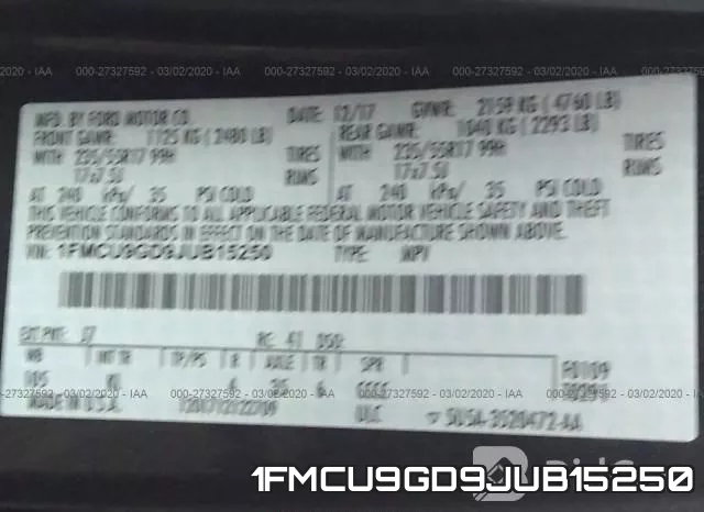 1FMCU9GD9JUB15250 фото 10