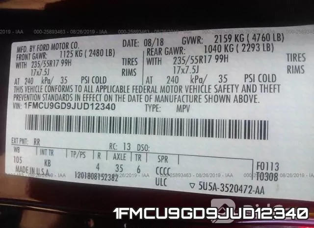 1FMCU9GD9JUD12340 фото 10