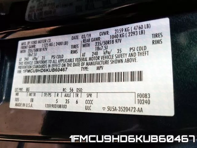 1FMCU9HD6KUB60467 фото 2