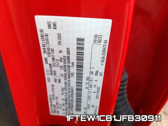 1FTEW1CB1JFB30911 фото 2