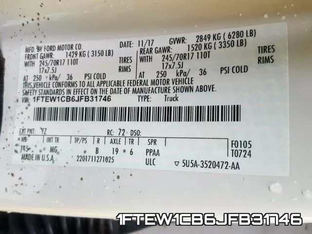 1FTEW1CB6JFB31746 фото 2