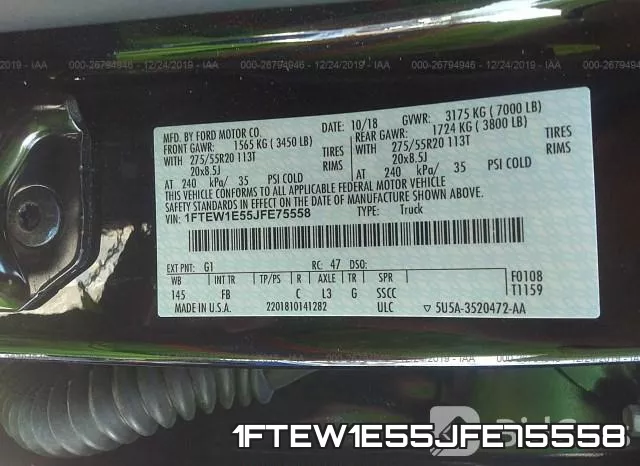1FTEW1E55JFE75558 фото 10
