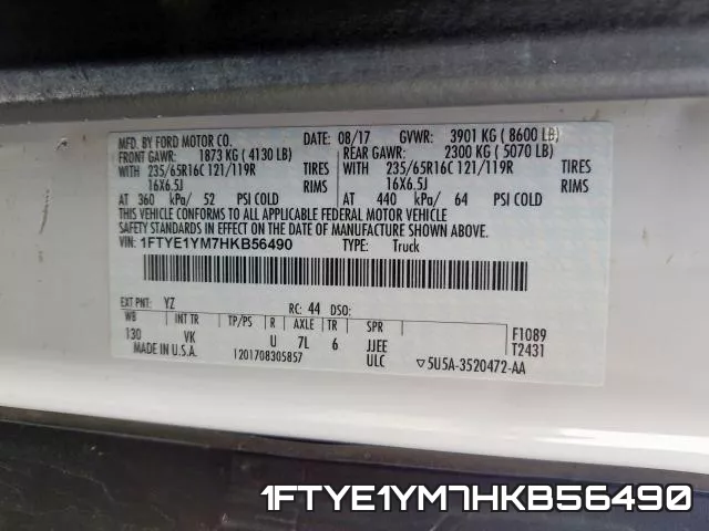 1FTYE1YM7HKB56490 фото 2