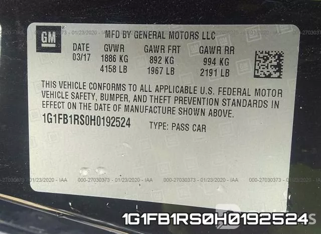 1G1FB1RS0H0192524 фото 10