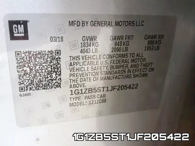 1G1ZB5ST1JF205422 фото 2