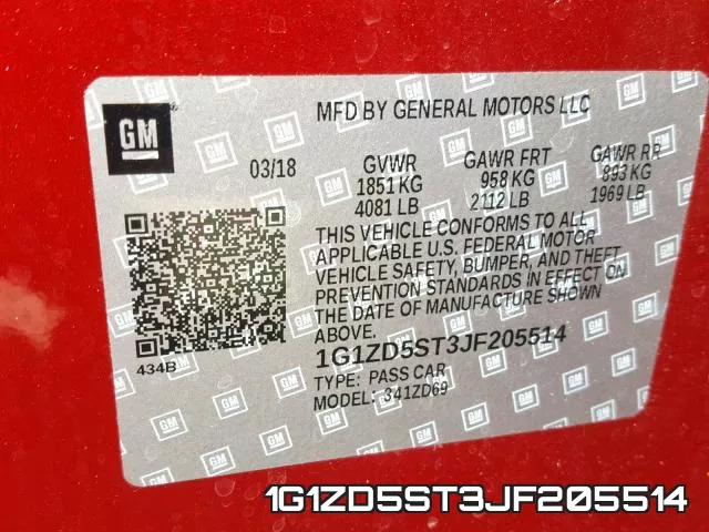1G1ZD5ST3JF205514 фото 2