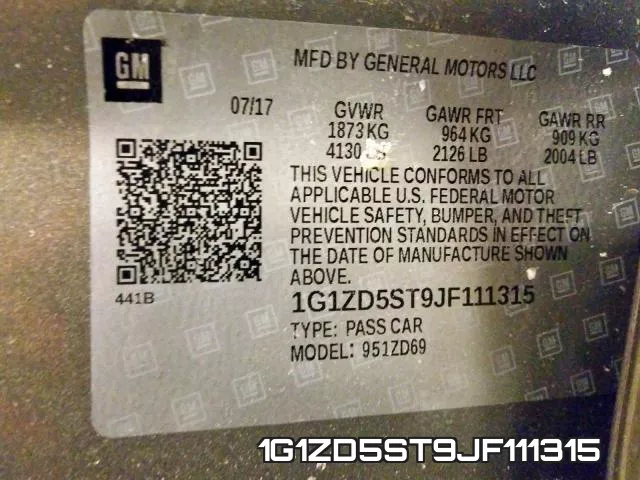 1G1ZD5ST9JF111315 фото 2