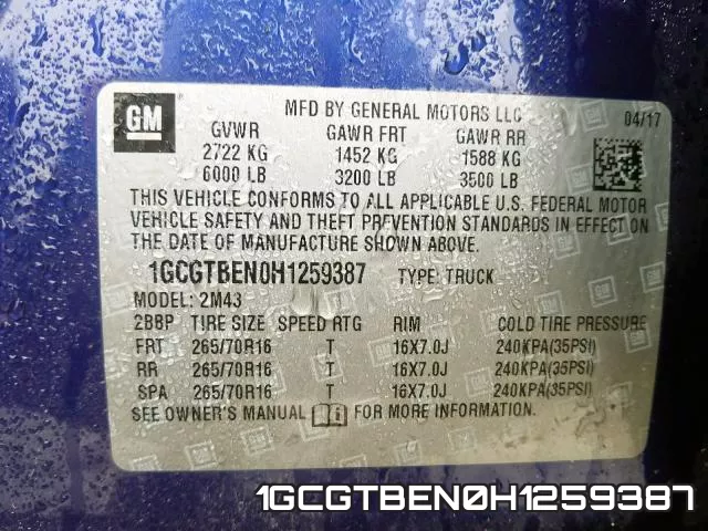 1GCGTBEN0H1259387 фото 2