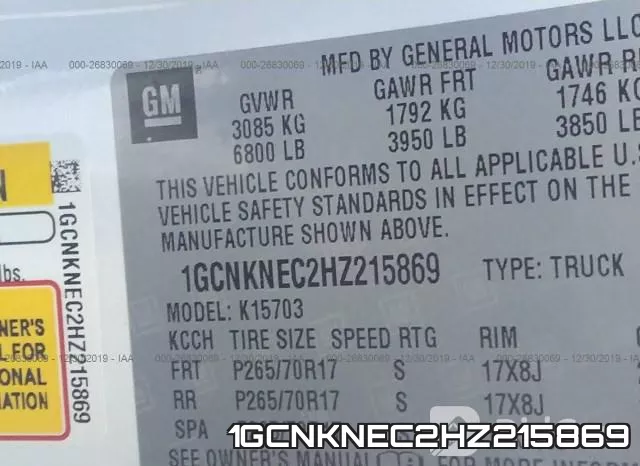 1GCNKNEC2HZ215869 фото 10