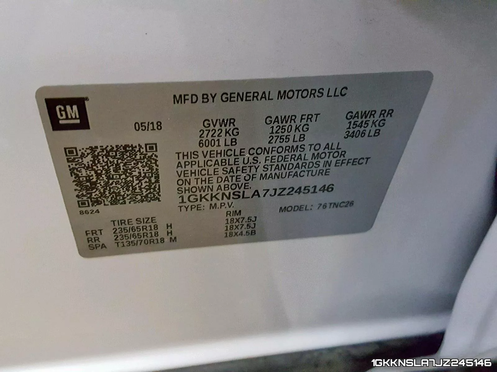 1GKKNSLA7JZ245146 фото 2