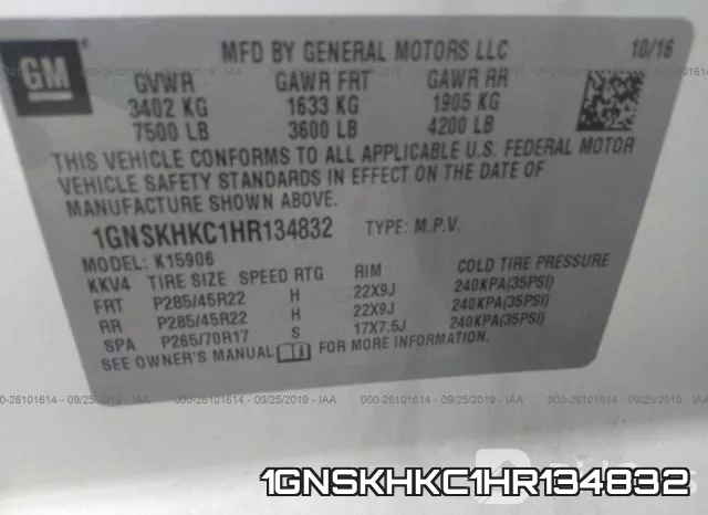 1GNSKHKC1HR134832 фото 10