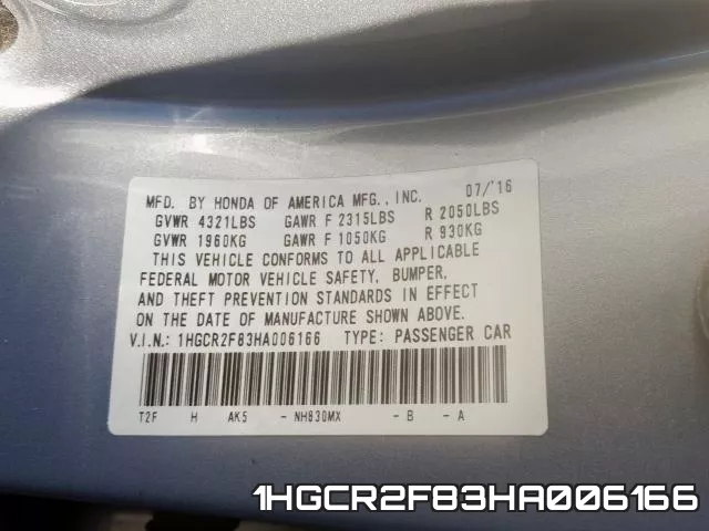 1HGCR2F83HA006166 фото 2