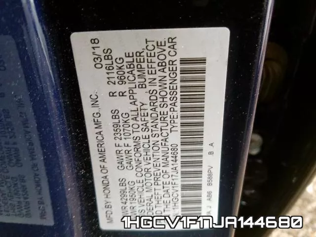 1HGCV1F17JA144680 фото 2