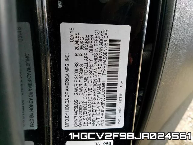1HGCV2F98JA024561 фото 2