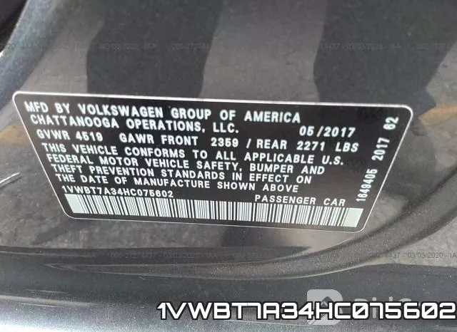 1VWBT7A34HC075602 фото 10
