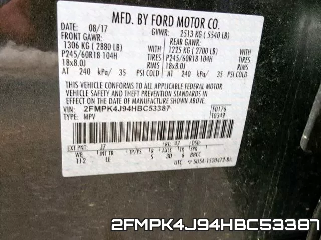 2FMPK4J94HBC53387 фото 2