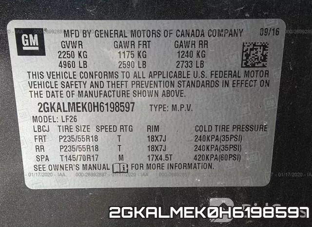 2GKALMEK0H6198597 фото 10