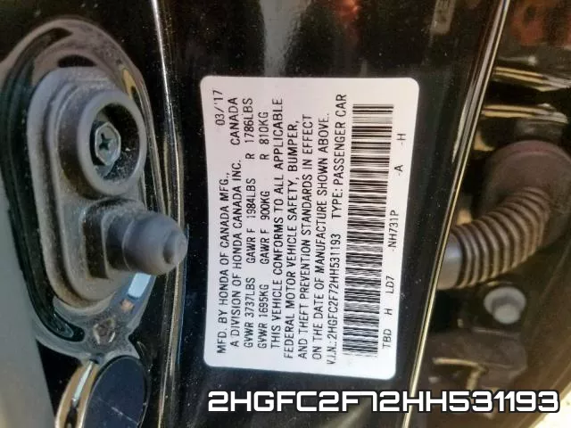2HGFC2F72HH531193 фото 2