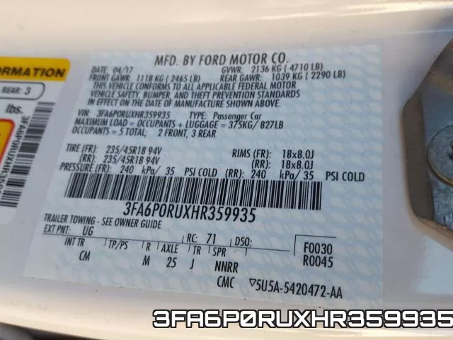 3FA6P0RUXHR359935 фото 2