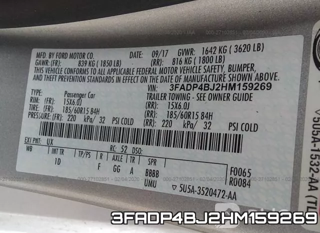 3FADP4BJ2HM159269 фото 10
