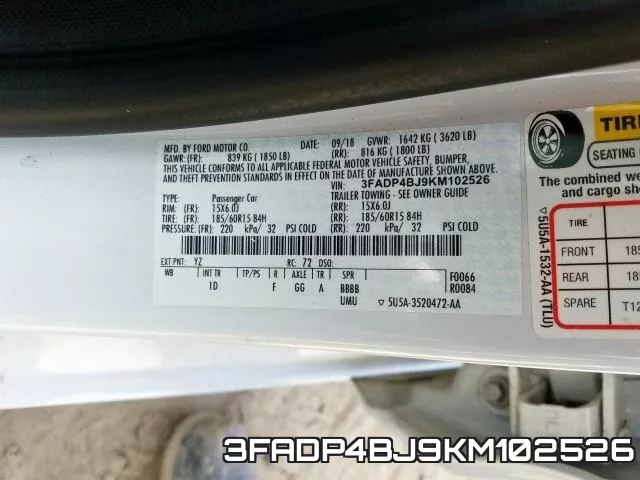 3FADP4BJ9KM102526 фото 2