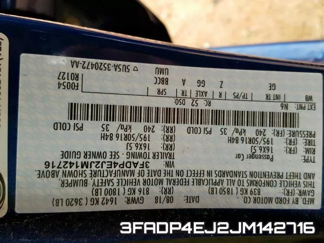 3FADP4EJ2JM142716 фото 2