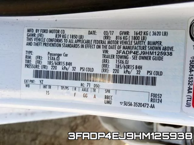3FADP4EJ9HM125938 фото 2