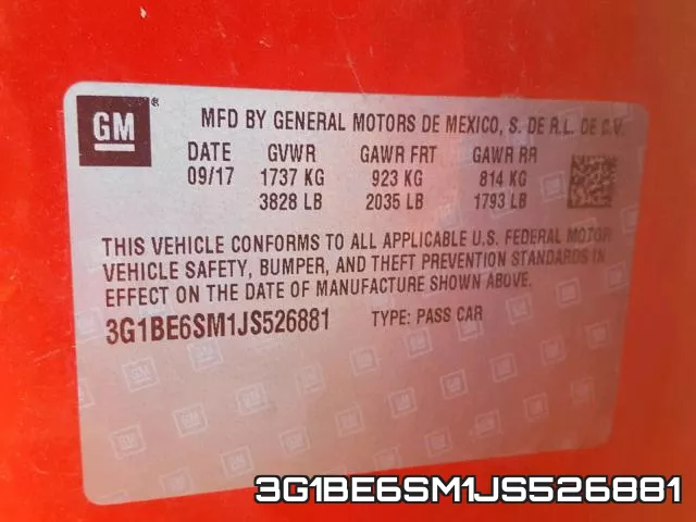 3G1BE6SM1JS526881 фото 2
