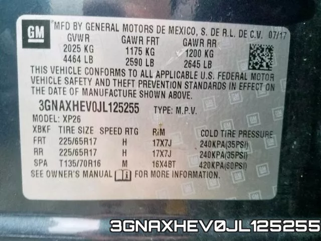 3GNAXHEV0JL125255 фото 2