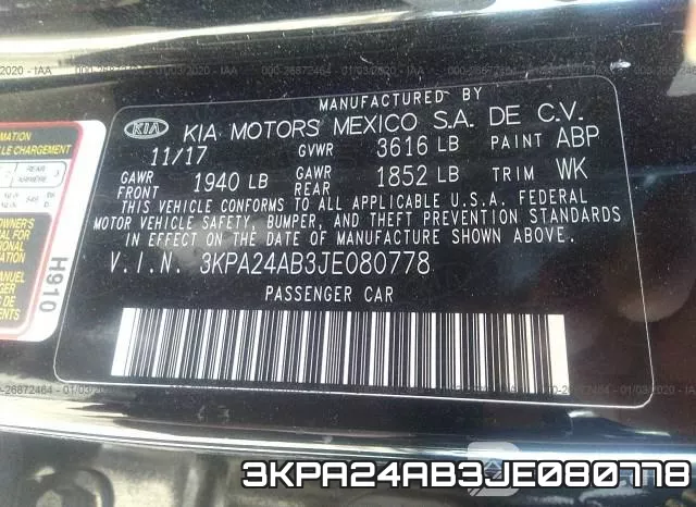 3KPA24AB3JE080778 фото 10