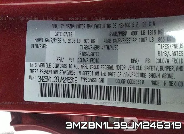 3MZBN1L39JM246319 фото 10