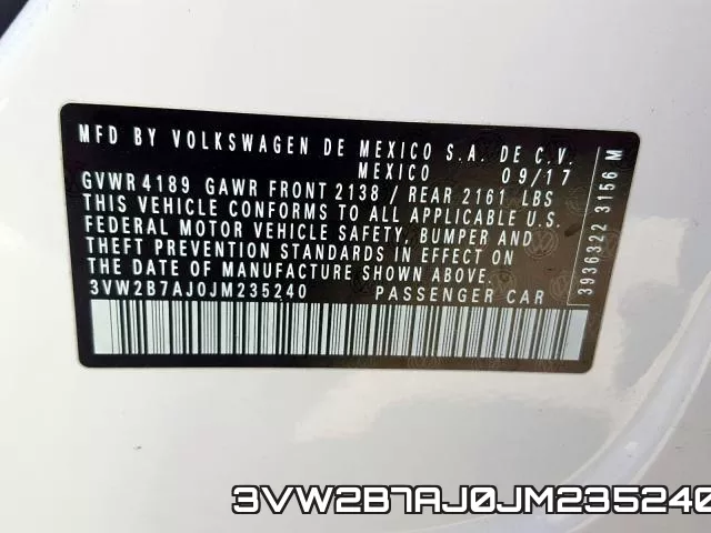 3VW2B7AJ0JM235240 фото 2